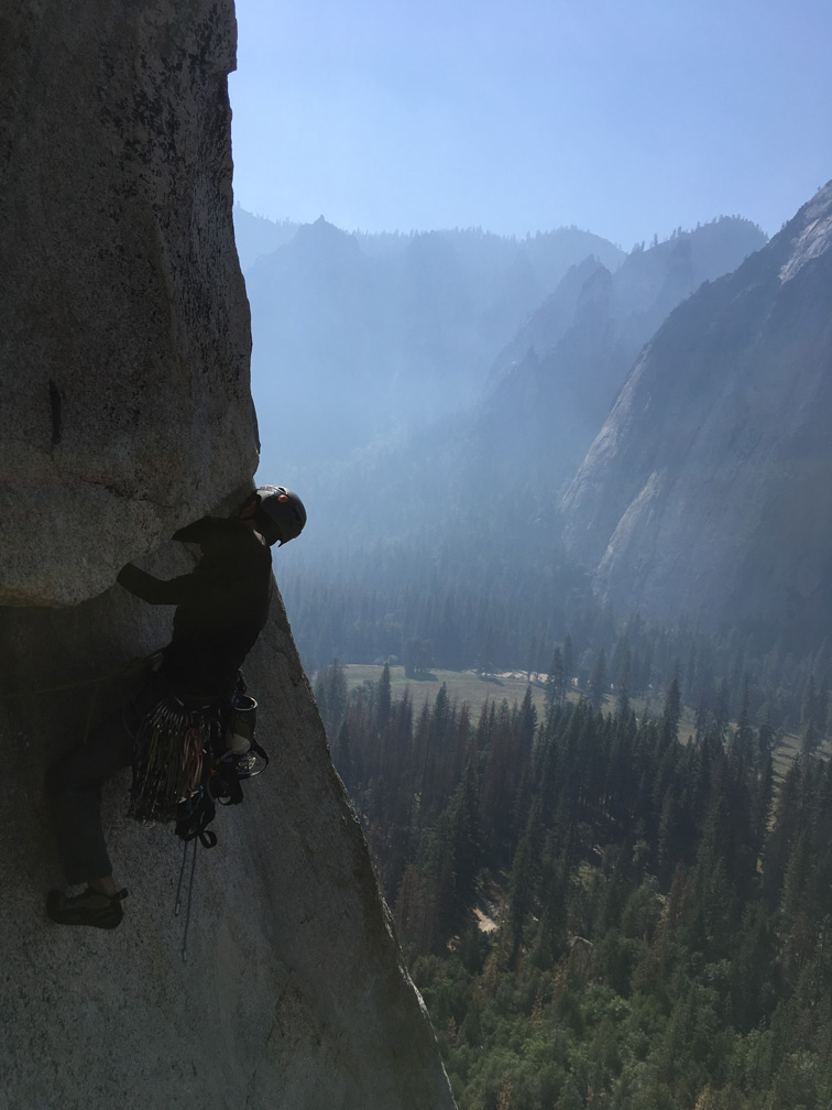 Cooper climbing pitch 1 or 2 of the Salathe.